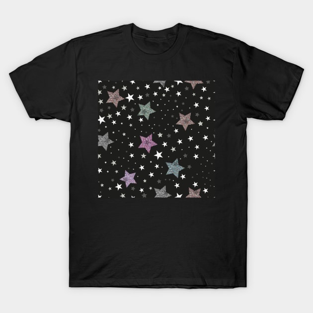 Stars with shining pastel stars T-Shirt by GULSENGUNEL
